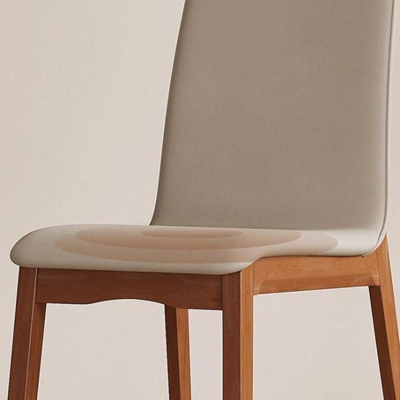 Chaise de salle à manger contemporaine scandinave en bois massif, microfibre et cuir, dossier carré incurvé pour salle à manger 