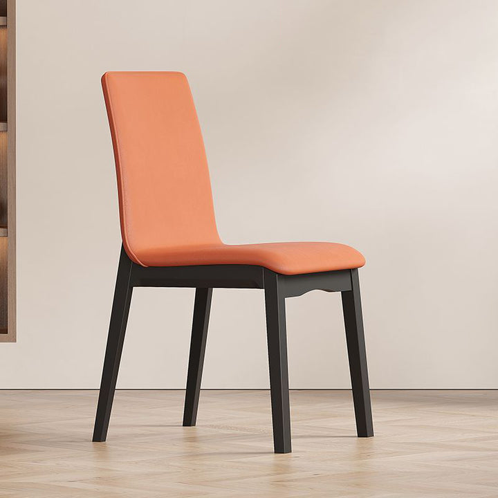Chaise de salle à manger contemporaine scandinave en bois massif, microfibre et cuir, dossier carré incurvé pour salle à manger 