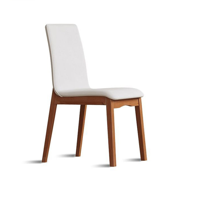 Chaise de salle à manger contemporaine scandinave en bois massif, microfibre et cuir, dossier carré incurvé pour salle à manger 