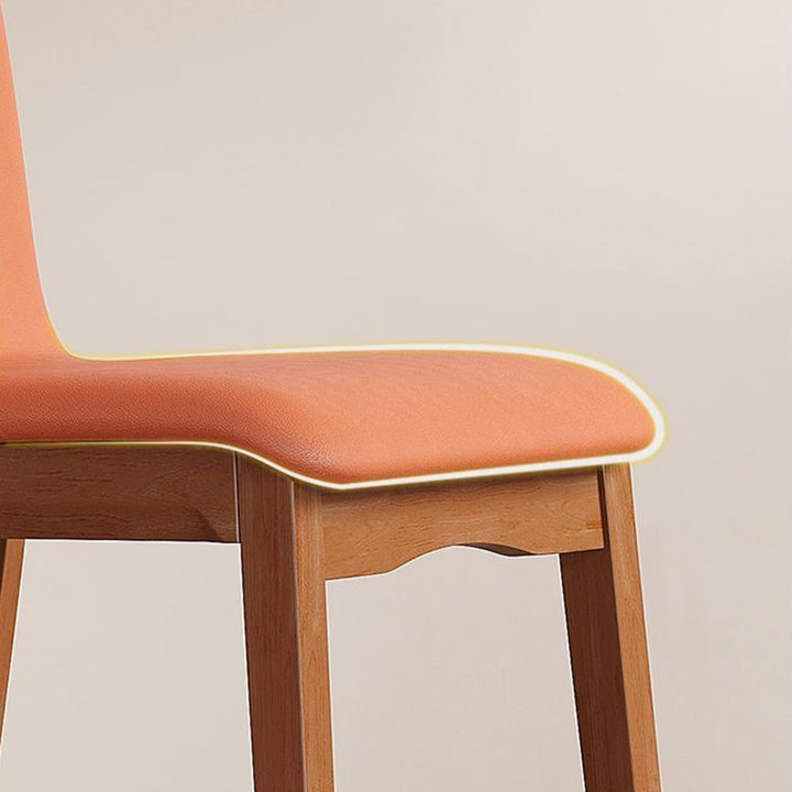 Chaise de salle à manger contemporaine scandinave en bois massif, microfibre et cuir, dossier carré incurvé pour salle à manger 