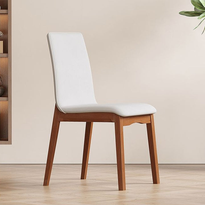 Chaise de salle à manger contemporaine scandinave en bois massif, microfibre et cuir, dossier carré incurvé pour salle à manger 