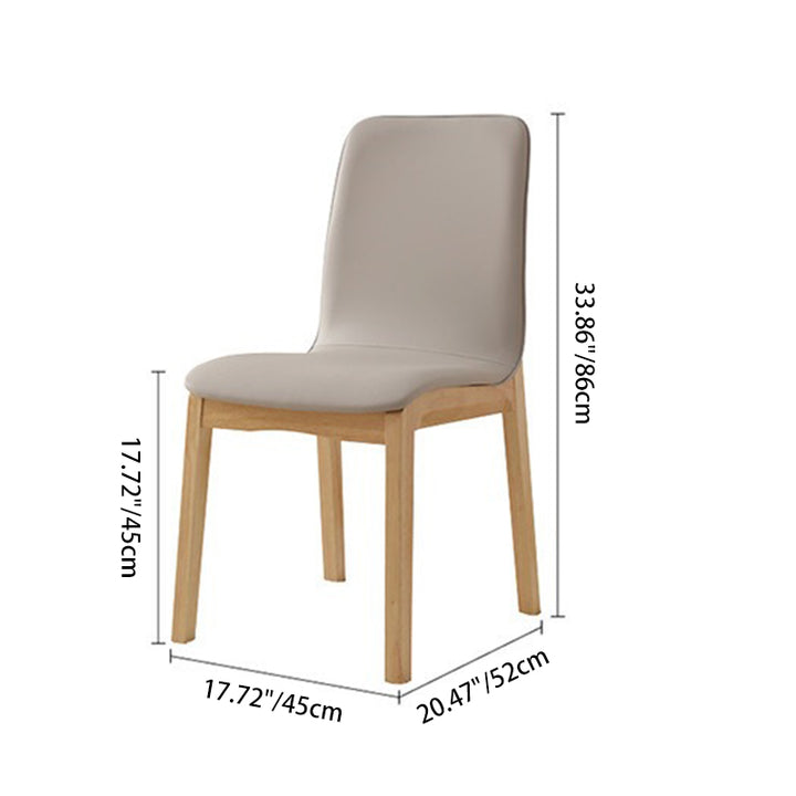Modern Minimalist Microfiber Leather Rubberwood Square Dining Chair Backrest For Dining Room