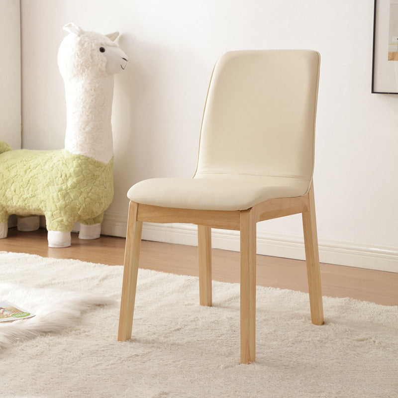 Modern Minimalist Microfiber Leather Rubberwood Square Dining Chair Backrest For Dining Room