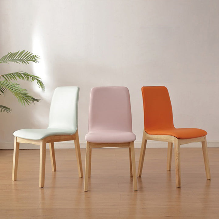 Modern Minimalist Microfiber Leather Rubberwood Square Dining Chair Backrest For Dining Room