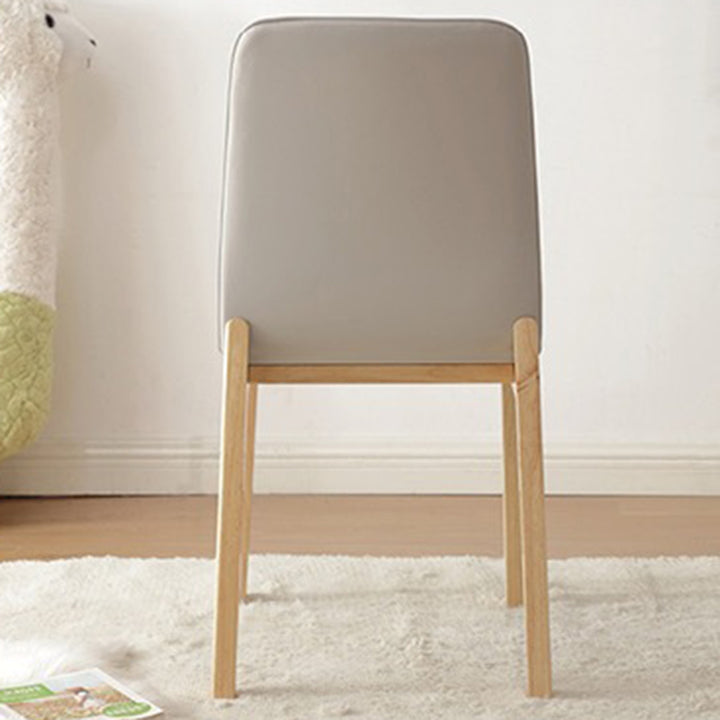 Modern Minimalist Microfiber Leather Rubberwood Square Dining Chair Backrest For Dining Room