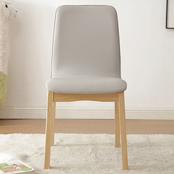 Modern Minimalist Microfiber Leather Rubberwood Square Dining Chair Backrest For Dining Room