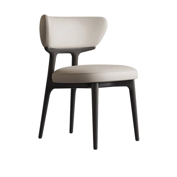 Traditional Chinese Microfiber Leather Ash Wood Curved Round Dining Chair Backrest For Dining Room