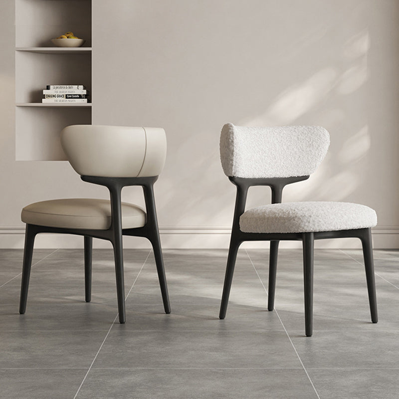 Traditional Chinese Microfiber Leather Ash Wood Curved Round Dining Chair Backrest For Dining Room