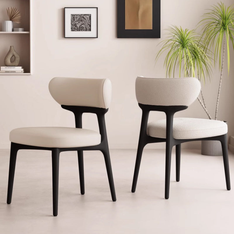 Traditional Chinese Microfiber Leather Ash Wood Curved Round Dining Chair Backrest For Dining Room