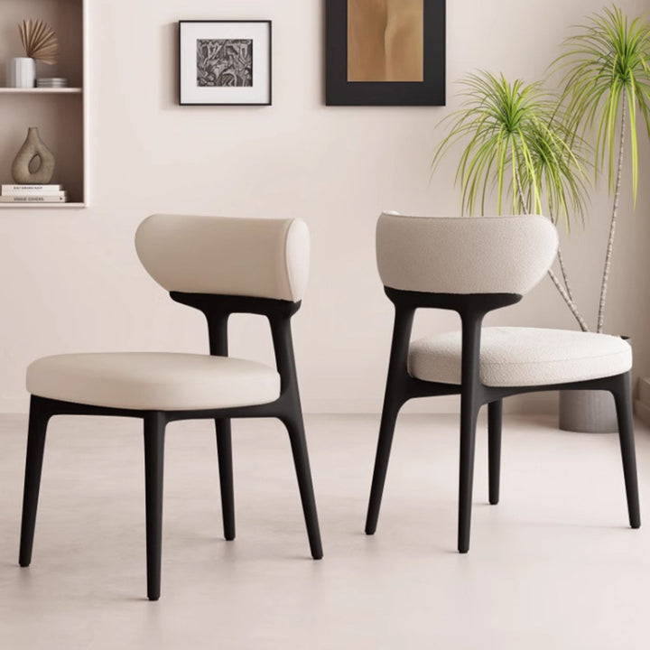 Traditional Chinese Microfiber Leather Ash Wood Curved Round Dining Chair Backrest For Dining Room