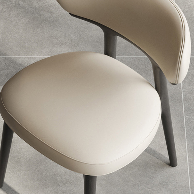 Traditional Chinese Microfiber Leather Ash Wood Curved Round Dining Chair Backrest For Dining Room