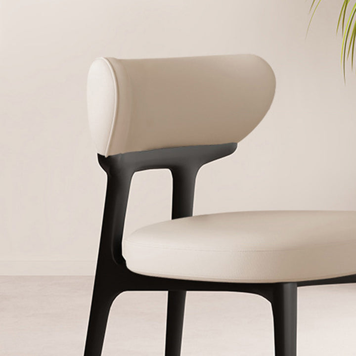 Traditional Chinese Microfiber Leather Ash Wood Curved Round Dining Chair Backrest For Dining Room