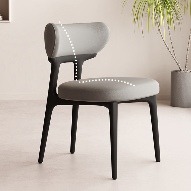 Traditional Chinese Microfiber Leather Ash Wood Curved Round Dining Chair Backrest For Dining Room
