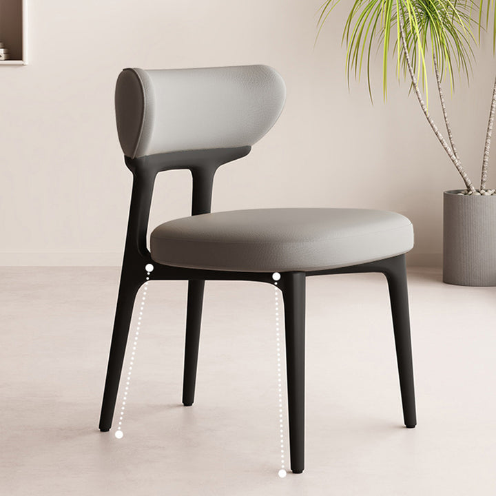 Traditional Chinese Microfiber Leather Ash Wood Curved Round Dining Chair Backrest For Dining Room