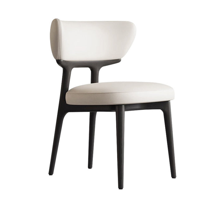 Traditional Chinese Microfiber Leather Ash Wood Curved Round Dining Chair Backrest For Dining Room