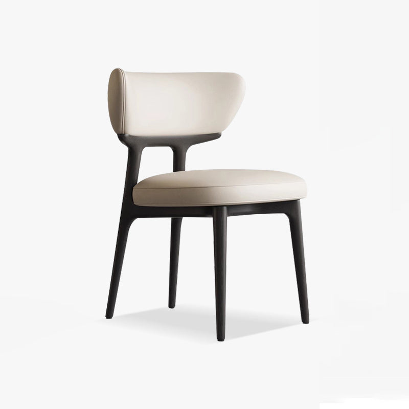Traditional Chinese Microfiber Leather Ash Wood Curved Round Dining Chair Backrest For Dining Room