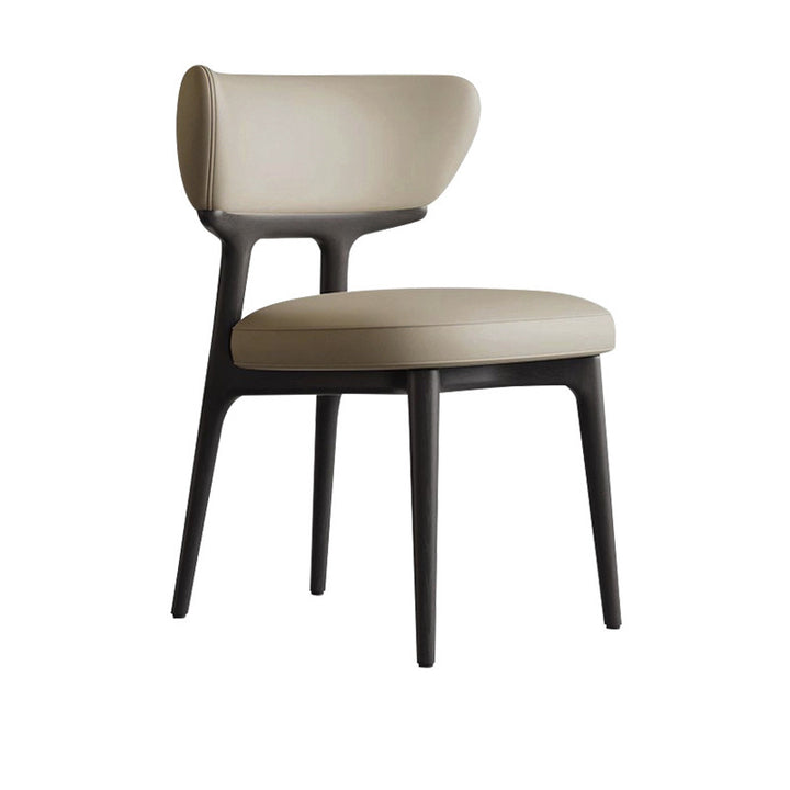 Traditional Chinese Microfiber Leather Ash Wood Curved Round Dining Chair Backrest For Dining Room