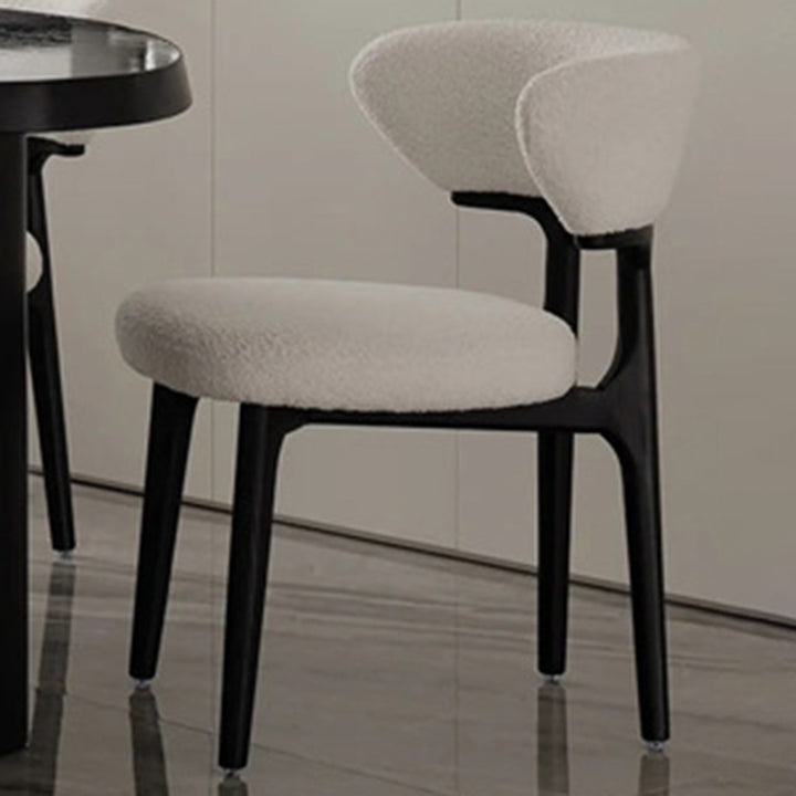 Traditional Chinese Microfiber Leather Ash Wood Curved Round Dining Chair Backrest For Dining Room