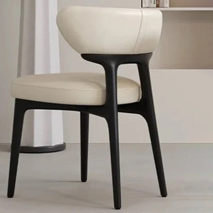 Traditional Chinese Microfiber Leather Ash Wood Curved Round Dining Chair Backrest For Dining Room