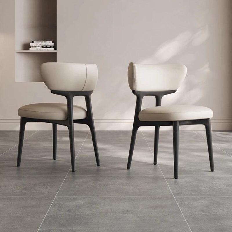 Traditional Chinese Microfiber Leather Ash Wood Curved Round Dining Chair Backrest For Dining Room