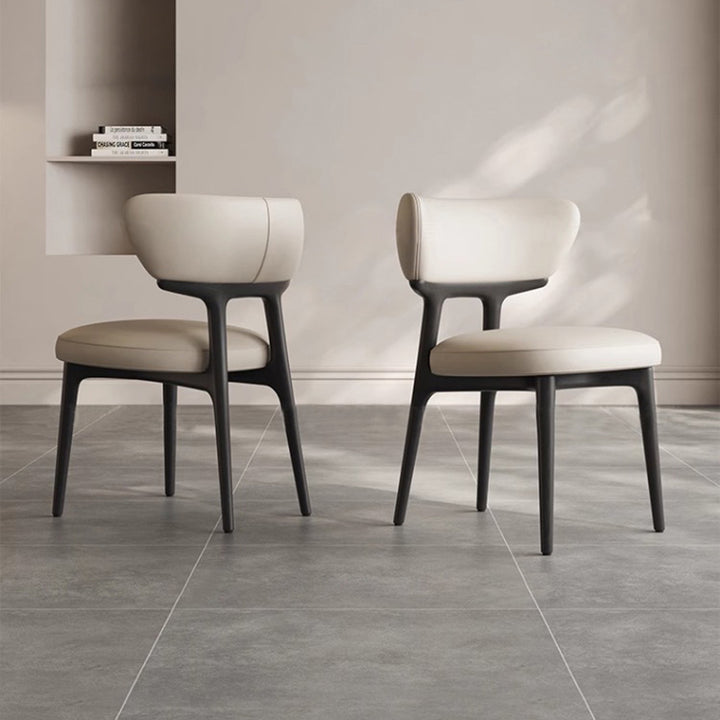 Traditional Chinese Microfiber Leather Ash Wood Curved Round Dining Chair Backrest For Dining Room