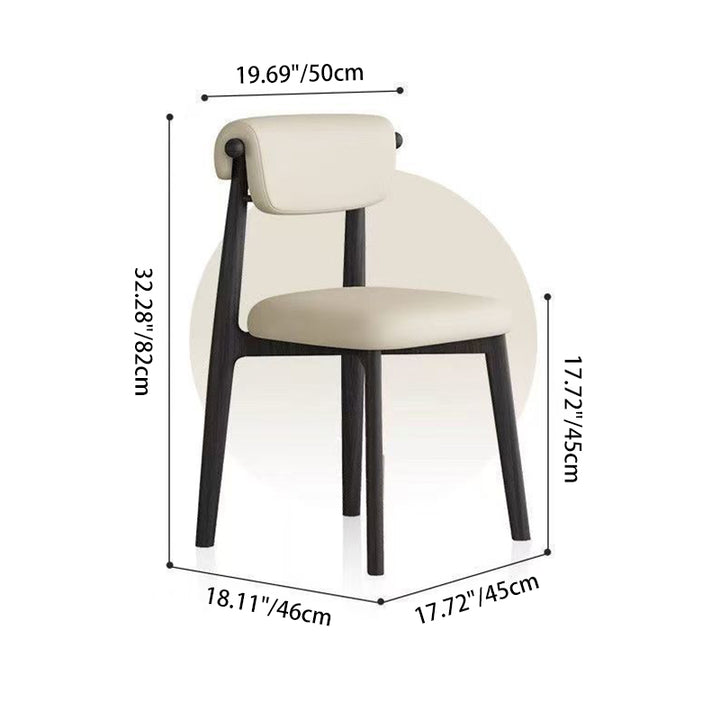 Contemporary Scandinavian Microfiber Leather Carbon Steel Rounded Square Dining Chair Backrest For Dining Room