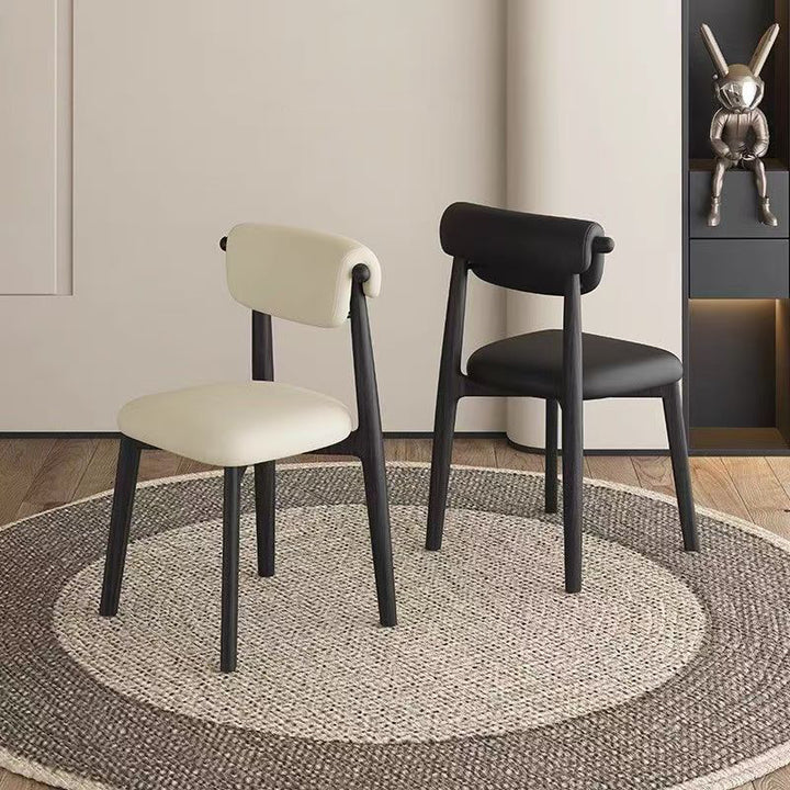 Contemporary Scandinavian Microfiber Leather Carbon Steel Rounded Square Dining Chair Backrest For Dining Room