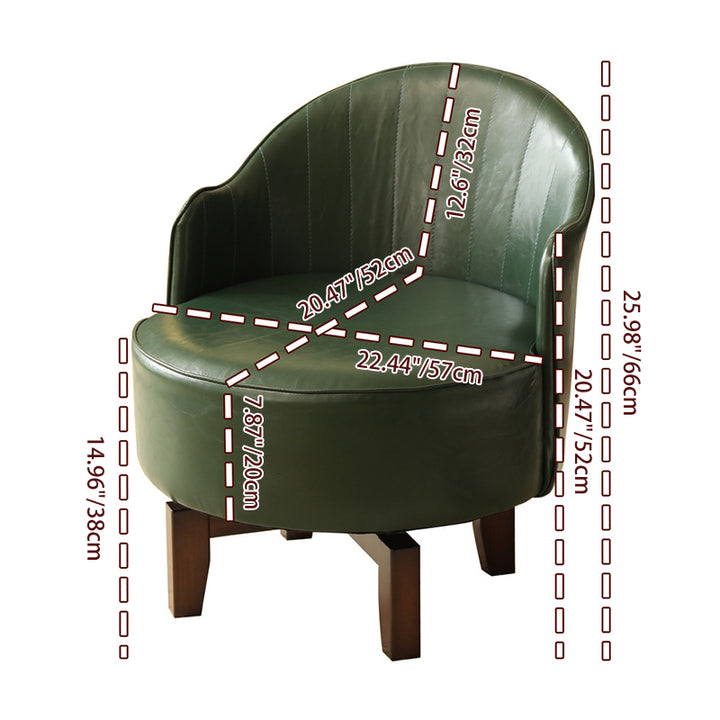 Chaise d'appoint pivotante incurvée avec dossier, en bois d'hévéa traditionnel chinois, revêtement imitation cuir à l'huile et à la cire, pour salon 