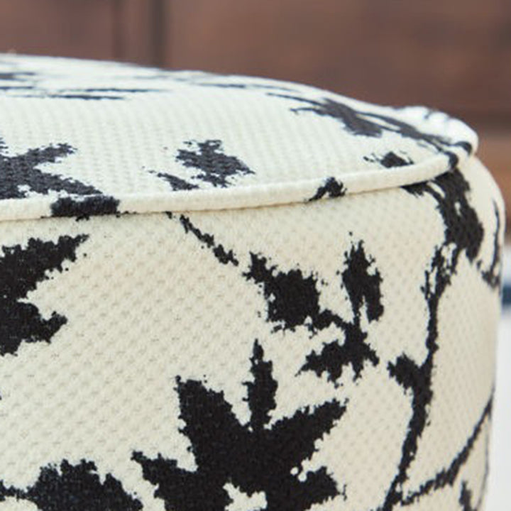 Traditional Chinese Fabric Pine Wood Round Cylindrical Low Stool For Living Room