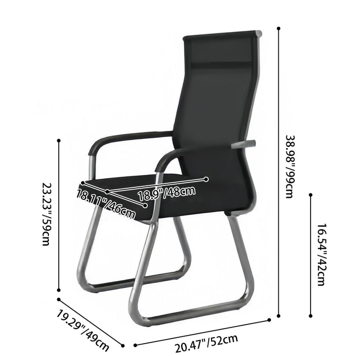 Modern Minimalist Steel Mesh Cantilever Curved Square Office Chair With Backrest Armrest For Home Office
