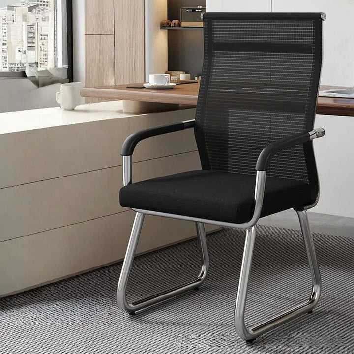 Modern Minimalist Steel Mesh Cantilever Curved Square Office Chair With Backrest Armrest For Home Office