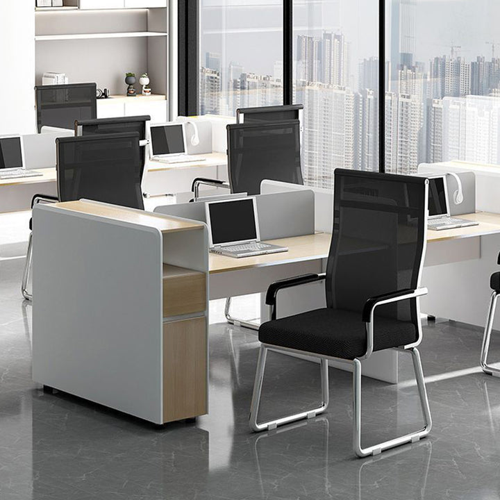 Modern Minimalist Steel Mesh Cantilever Curved Square Office Chair With Backrest Armrest For Home Office
