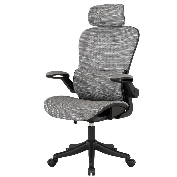 Chaise de bureau courbée moderne minimaliste à cinq branches en acier et maille de nylon avec dossier et accoudoirs pour bureau à domicile 