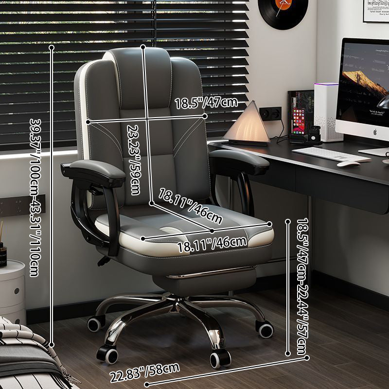 Chaise de bureau contemporaine scandinave en cuir, acier, rectangulaire incurvée, cinq étoiles, avec dossier et accoudoirs, pour la maison et le bureau 