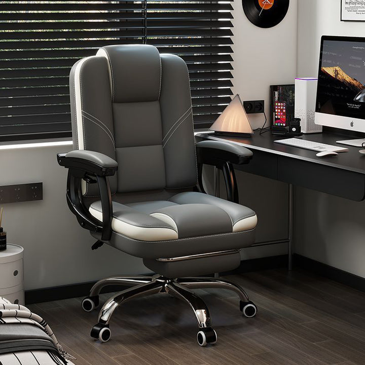 Chaise de bureau contemporaine scandinave en cuir, acier, rectangulaire incurvée, cinq étoiles, avec dossier et accoudoirs, pour la maison et le bureau 