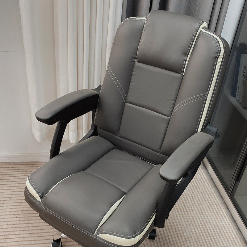 Chaise de bureau contemporaine scandinave en cuir, acier, rectangulaire incurvée, cinq étoiles, avec dossier et accoudoirs, pour la maison et le bureau 