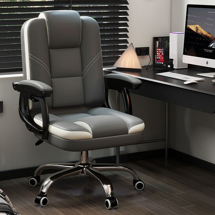 Chaise de bureau contemporaine scandinave en cuir, acier, rectangulaire incurvée, cinq étoiles, avec dossier et accoudoirs, pour la maison et le bureau 