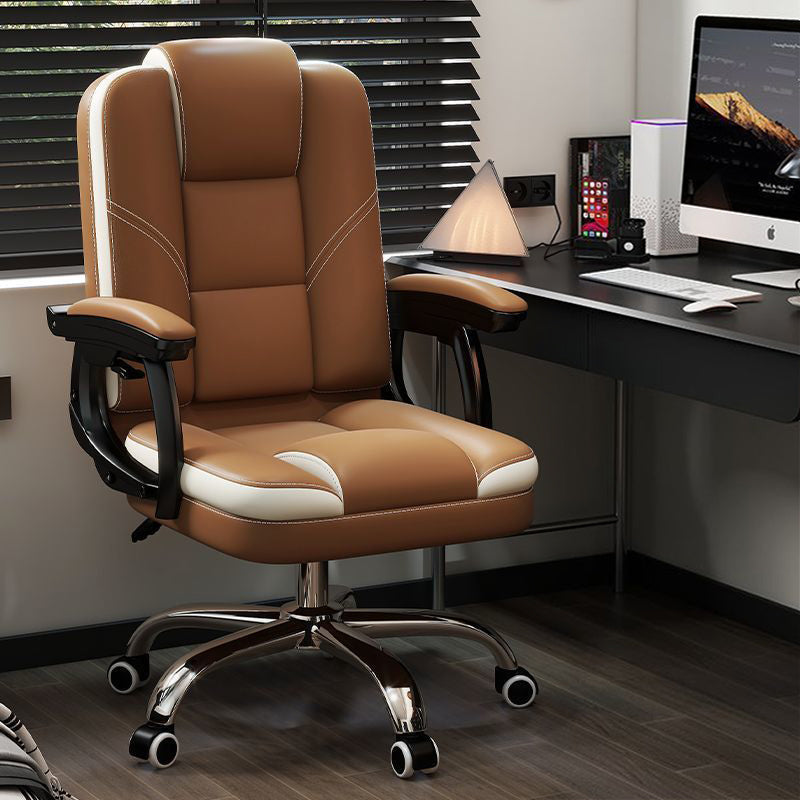 Chaise de bureau contemporaine scandinave en cuir, acier, rectangulaire incurvée, cinq étoiles, avec dossier et accoudoirs, pour la maison et le bureau 