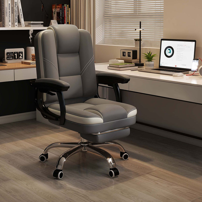 Chaise de bureau contemporaine scandinave en cuir, acier, rectangulaire incurvée, cinq étoiles, avec dossier et accoudoirs, pour la maison et le bureau 