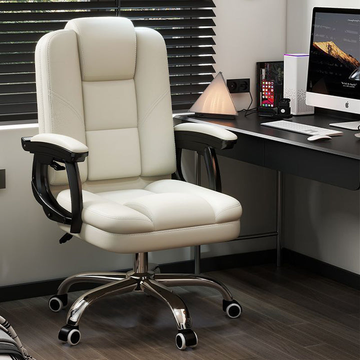 Chaise de bureau contemporaine scandinave en cuir, acier, rectangulaire incurvée, cinq étoiles, avec dossier et accoudoirs, pour la maison et le bureau 