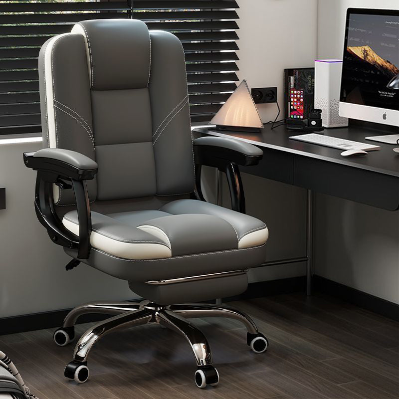 Chaise de bureau contemporaine scandinave en cuir, acier, rectangulaire incurvée, cinq étoiles, avec dossier et accoudoirs, pour la maison et le bureau 