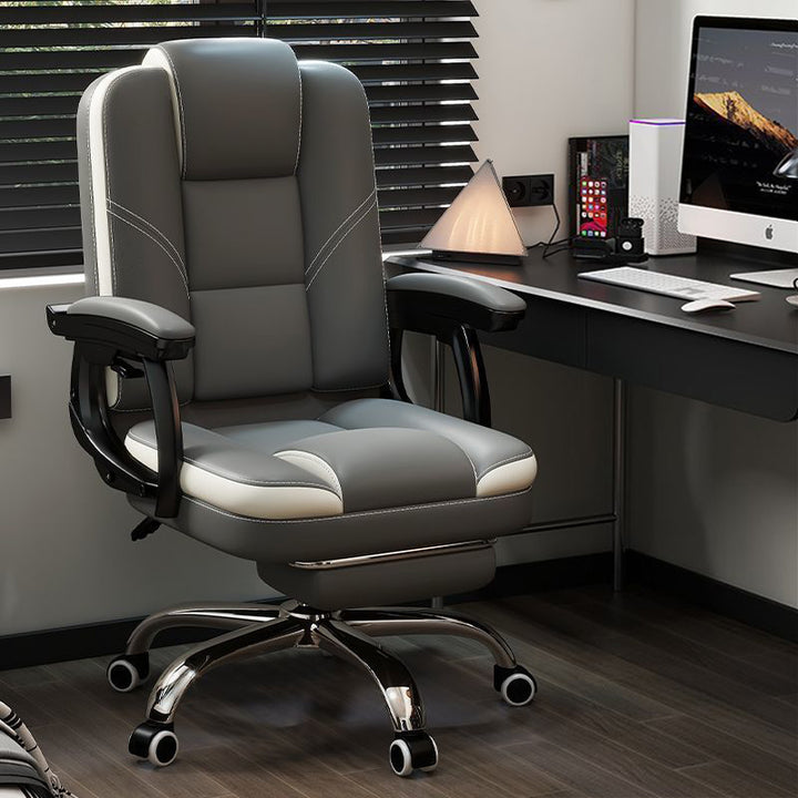 Chaise de bureau contemporaine scandinave en cuir, acier, rectangulaire incurvée, cinq étoiles, avec dossier et accoudoirs, pour la maison et le bureau 