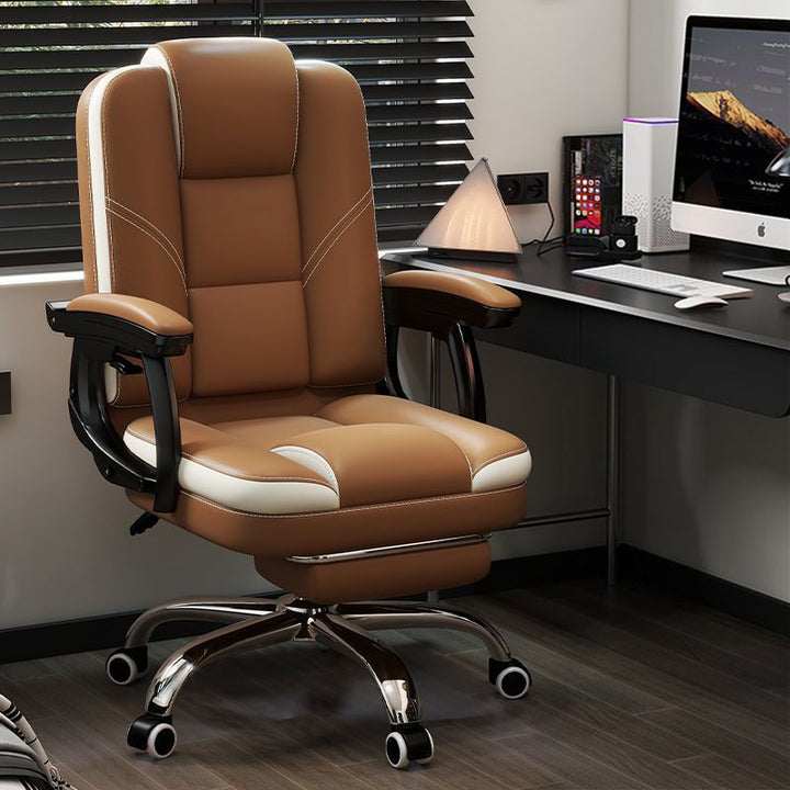 Chaise de bureau contemporaine scandinave en cuir, acier, rectangulaire incurvée, cinq étoiles, avec dossier et accoudoirs, pour la maison et le bureau 