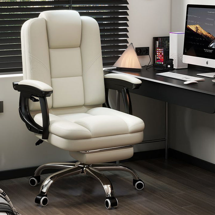 Chaise de bureau contemporaine scandinave en cuir, acier, rectangulaire incurvée, cinq étoiles, avec dossier et accoudoirs, pour la maison et le bureau 