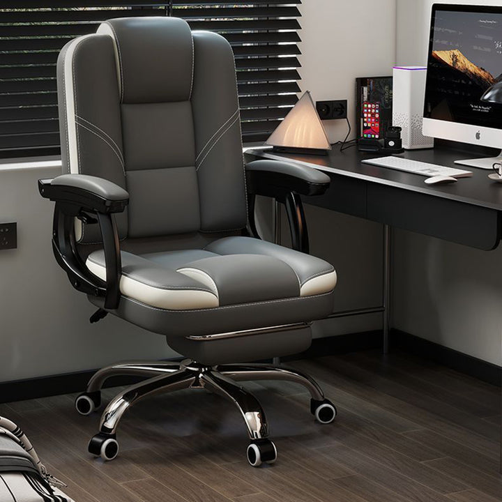 Chaise de bureau contemporaine scandinave en cuir, acier, rectangulaire incurvée, cinq étoiles, avec dossier et accoudoirs, pour la maison et le bureau 