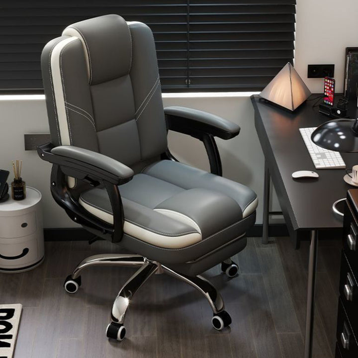 Chaise de bureau contemporaine scandinave en cuir, acier, rectangulaire incurvée, cinq étoiles, avec dossier et accoudoirs, pour la maison et le bureau 
