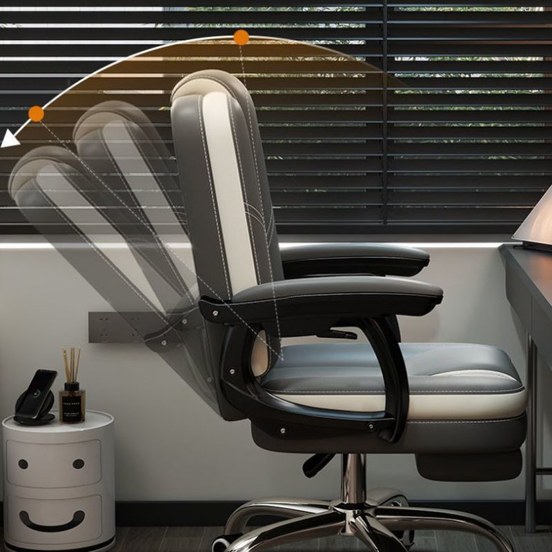 Chaise de bureau contemporaine scandinave en cuir, acier, rectangulaire incurvée, cinq étoiles, avec dossier et accoudoirs, pour la maison et le bureau 