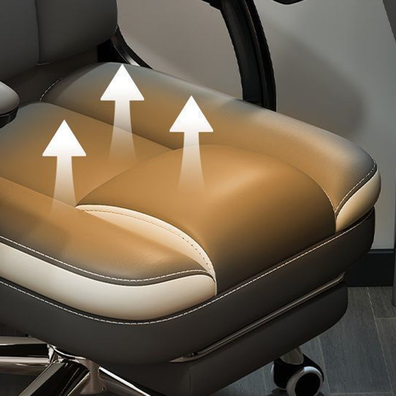 Chaise de bureau contemporaine scandinave en cuir, acier, rectangulaire incurvée, cinq étoiles, avec dossier et accoudoirs, pour la maison et le bureau 