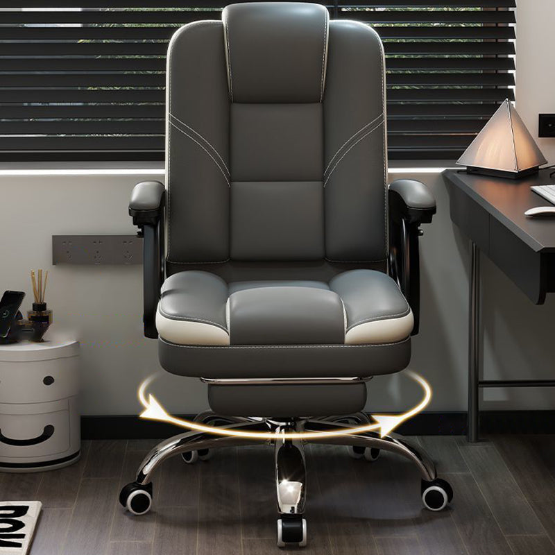 Chaise de bureau contemporaine scandinave en cuir, acier, rectangulaire incurvée, cinq étoiles, avec dossier et accoudoirs, pour la maison et le bureau 