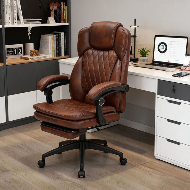 Chaise de bureau carrée incurvée pivotante en PP, en cuir anti-rayures, de luxe moderne, avec dossier et accoudoirs, pour la maison et le bureau 